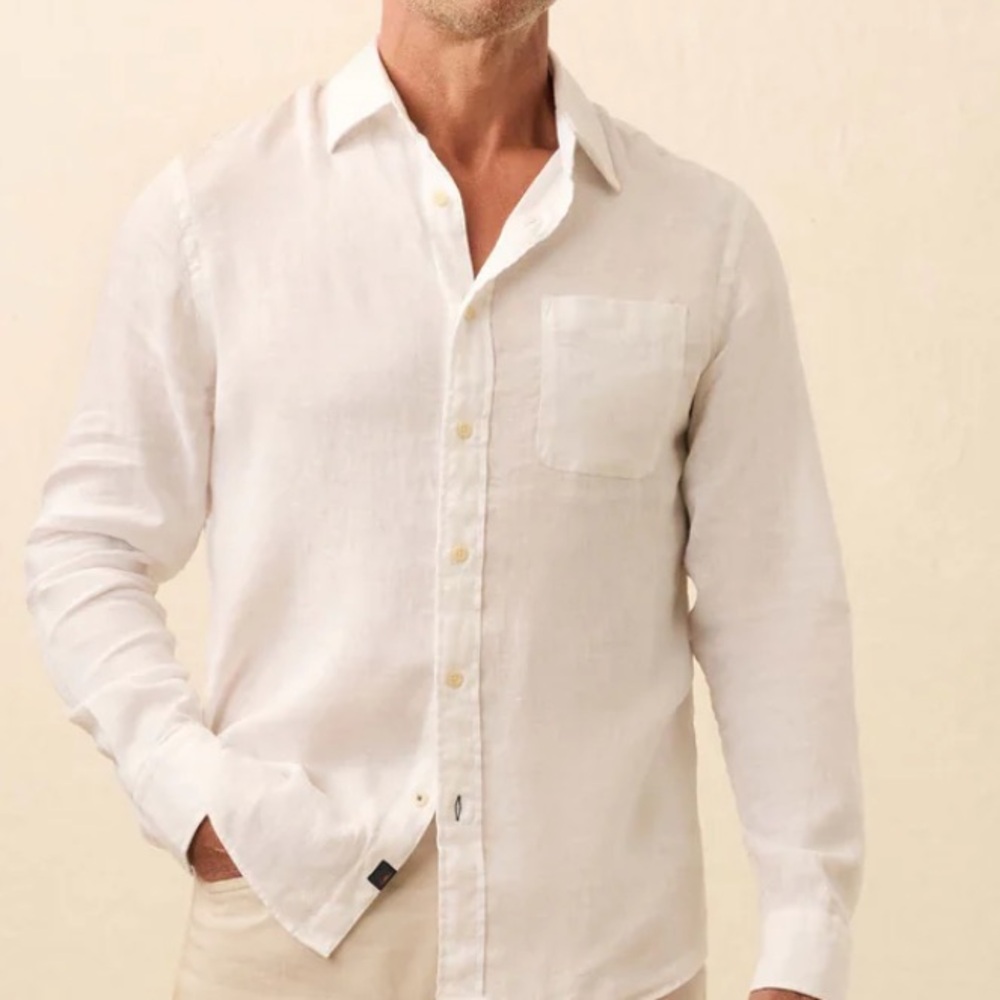 Faherty Laguna Linen Shirt White XS NWT